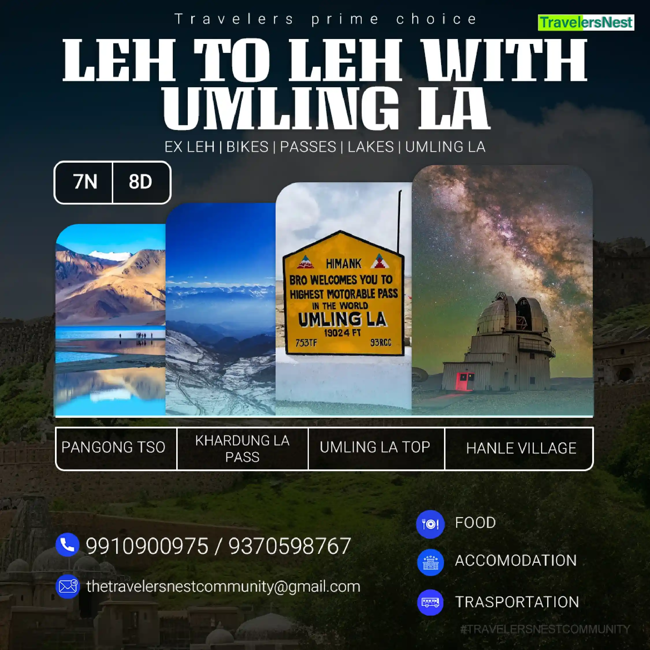 Leh to Leh with Umling La – 7 Nights / 8 Days (Ex Leh)